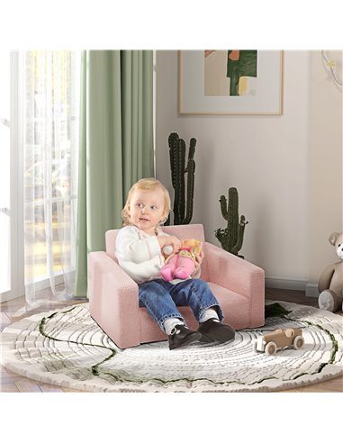 AIYAPLAY Childrens Sofa 2 in 1 Kids Convertible Sofa Kids Armchair, Foldable Recliner for for Bedroom Playroom Living Room, Pink