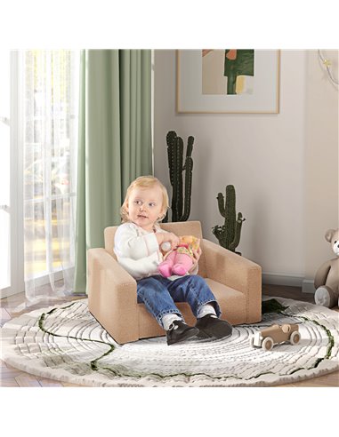AIYAPLAY Childrens Sofa Beds 2 in 1 Kids Convertible Sofa Kids Armchair, Foldable Recliner for Bedroom Playroom Living Room, Kha
