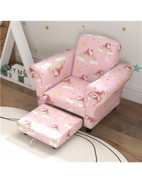 AIYAPLAY 2 Piece Kids Sofa Set with Unicorn Design, Wooden Frame, for 1.5-3 Years Old, Pink 310-083V70PK - pic 87282 | FastDaddyshop