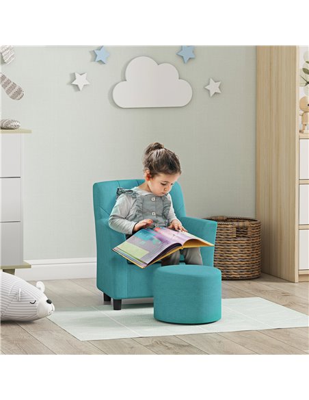 AIYAPLAY 2PCs Kids Sofa Set with Footrest, for Playroom, Bedroom, Blue 310-081V70BU - pic 87285 | FastDaddyshop
