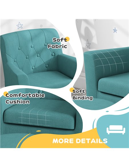 AIYAPLAY 2PCs Kids Sofa Set with Footrest, for Playroom, Bedroom, Blue 310-081V70BU - pic 87289 | FastDaddyshop