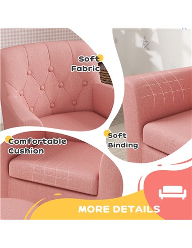 AIYAPLAY 2PCs Kids Sofa Set with Footrest, for Playroom, Bedroom, Pink 310-081V70PK