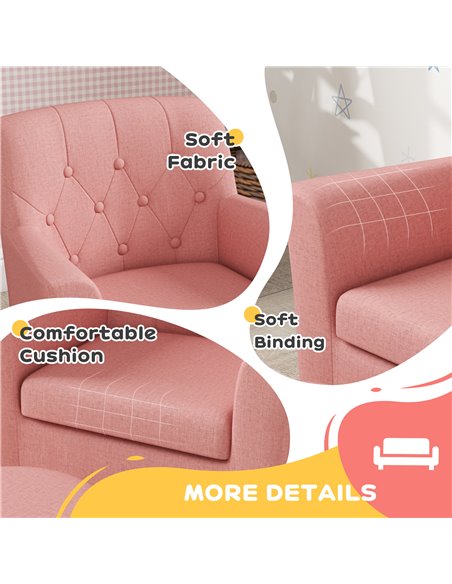 AIYAPLAY 2PCs Kids Sofa Set with Footrest, for Playroom, Bedroom, Pink 310-081V70PK - pic 87298 | FastDaddyshop