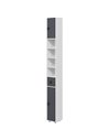 Kleankin 180cm Tall Slim Bathroom Cabinet, Narrow Toilet Roll Storage with Open Shelves, 2 Door Cabinets, Adjustable Shelves, fo