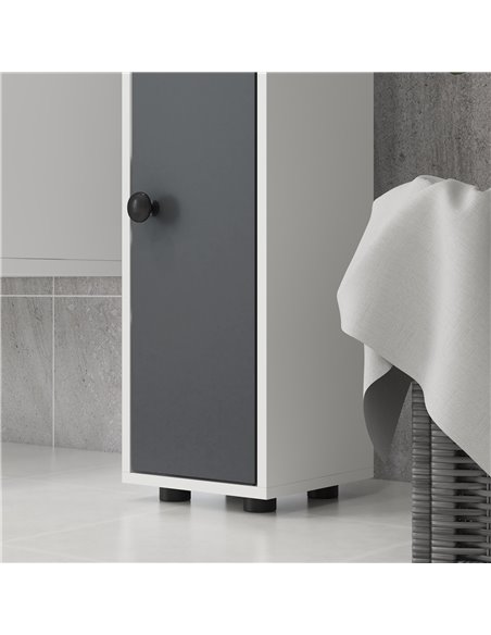 Kleankin 180cm Tall Slim Bathroom Cabinet, Narrow Toilet Roll Storage with Open Shelves, 2 Door Cabinets, Adjustable Shelves, fo - pic 87319 | FastDaddyshop