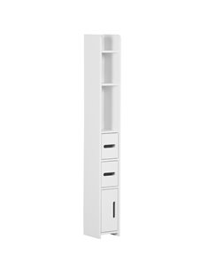 kleankin Modern Bathroom Storage Cabinet, Freestanding Tall Bathroom Cabinet with Open Shelves and 3 Cupboards with Door, for Be