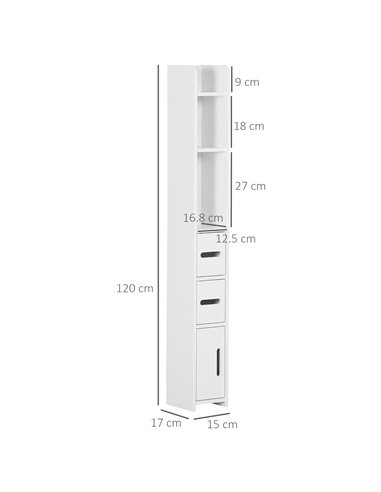 kleankin Modern Bathroom Storage Cabinet, Freestanding Tall Bathroom Cabinet with Open Shelves and 3 Cupboards with Door, for Be