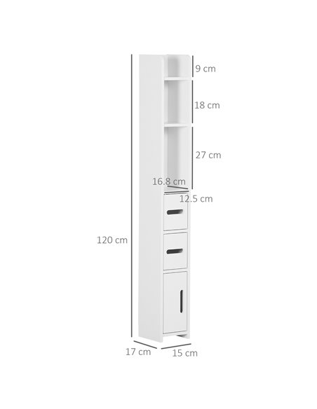 kleankin Modern Bathroom Storage Cabinet, Freestanding Tall Bathroom Cabinet with Open Shelves and 3 Cupboards with Door, for Be - pic 87331 | FastDaddyshop