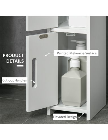 kleankin Modern Bathroom Storage Cabinet, Freestanding Tall Bathroom Cabinet with Open Shelves and 3 Cupboards with Door, for Be