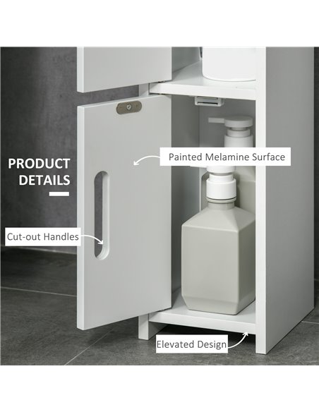 kleankin Modern Bathroom Storage Cabinet, Freestanding Tall Bathroom Cabinet with Open Shelves and 3 Cupboards with Door, for Be - pic 87333 | FastDaddyshop