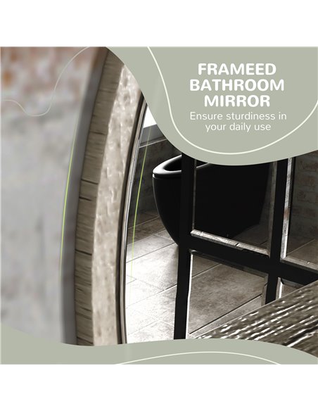 kleankin 45cm Round Home Mirror, with Shelf - Grey Wood-Effect 834-604V00GY - pic 87342 | FastDaddyshop