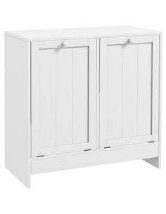 kleankin Tilt-Out Laundry Cabinet, Modern Bathroom Cabinet with 2 Compartments for Bathroom Washroom, White 834-609V80WT
