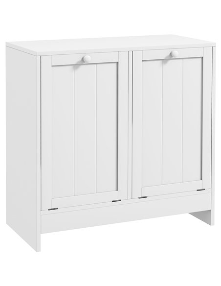 kleankin Tilt-Out Laundry Cabinet, Modern Bathroom Cabinet with 2 Compartments for Bathroom Washroom, White 834-609V80WT - pic 87347 | FastDaddyshop