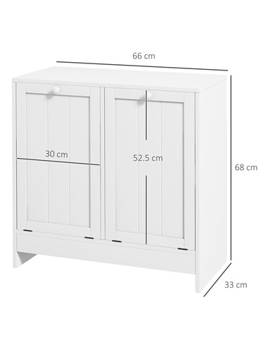 kleankin Tilt-Out Laundry Cabinet, Modern Bathroom Cabinet with 2 Compartments for Bathroom Washroom, White 834-609V80WT
