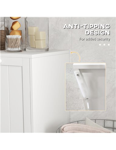 kleankin Tilt-Out Laundry Cabinet, Modern Bathroom Cabinet with 2 Compartments for Bathroom Washroom, White 834-609V80WT