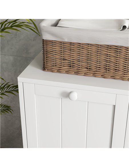 kleankin Tilt-Out Laundry Cabinet, Modern Bathroom Cabinet with 2 Compartments for Bathroom Washroom, White 834-609V80WT - pic 87354 | FastDaddyshop