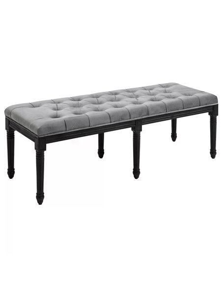 HOMCOM Fabric Bed End Bench Velvet Upholstered Tufted Accent Lounge Sofa Window Seat for Living Room, Bedroom, Hallway, Grey 838 - pic 87491 | FastDaddyshop