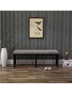 HOMCOM Fabric Bed End Bench Velvet Upholstered Tufted Accent Lounge Sofa Window Seat for Living Room, Bedroom, Hallway, Grey 838 2
