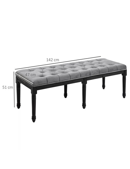 HOMCOM Fabric Bed End Bench Velvet Upholstered Tufted Accent Lounge Sofa Window Seat for Living Room, Bedroom, Hallway, Grey 838 - pic 87493 | FastDaddyshop