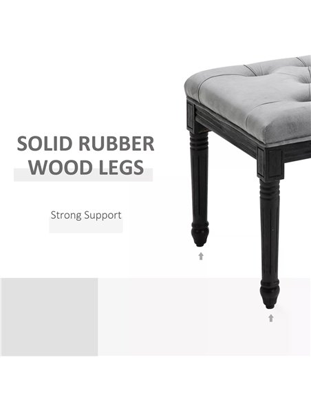 HOMCOM Fabric Bed End Bench Velvet Upholstered Tufted Accent Lounge Sofa Window Seat for Living Room, Bedroom, Hallway, Grey 838 - pic 87496 | FastDaddyshop