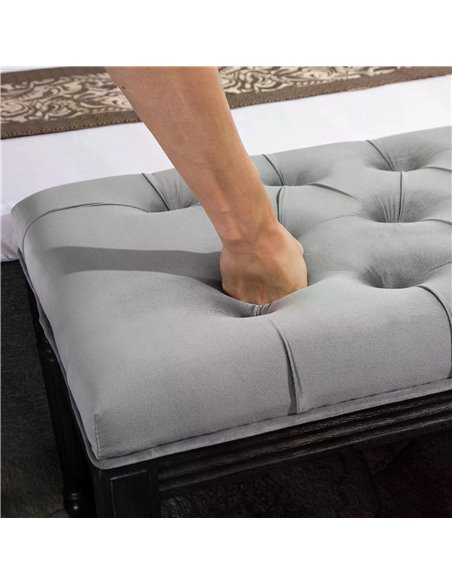 HOMCOM Fabric Bed End Bench Velvet Upholstered Tufted Accent Lounge Sofa Window Seat for Living Room, Bedroom, Hallway, Grey 838 - pic 87497 | FastDaddyshop