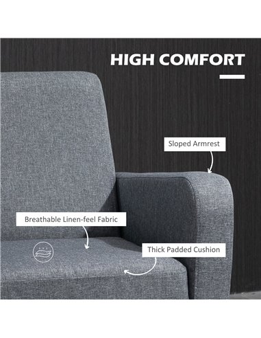 HOMCOM 2 Pieces Modern Armchairs with Rubber Wood Legs, Upholstered Accent Chairs, Single Sofa for Living Room, Bedroom, Grey 83