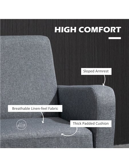 HOMCOM 2 Pieces Modern Armchairs with Rubber Wood Legs, Upholstered Accent Chairs, Single Sofa for Living Room, Bedroom, Grey 83 - pic 87522 | FastDaddyshop