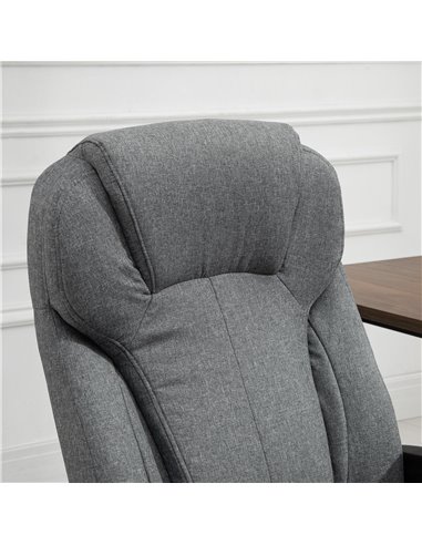 Vinsetto Linen Fabric Home Office Chair, Height Adjustable Computer Chair with Padded Armrests and Tilt Function, Grey