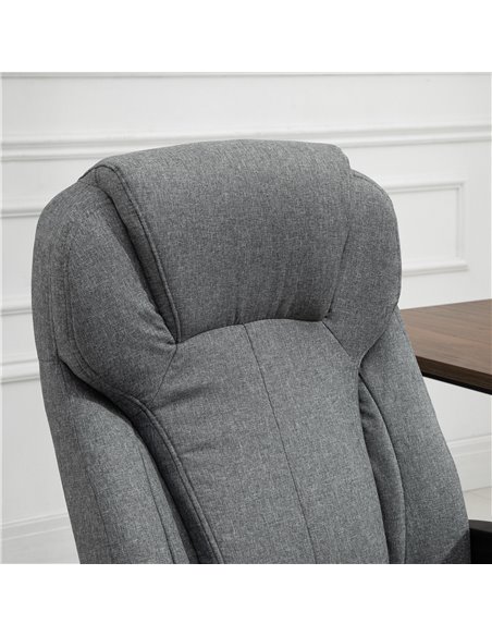 Vinsetto Linen Fabric Home Office Chair, Height Adjustable Computer Chair with Padded Armrests and Tilt Function, Grey - pic 8754 | FastDaddyshop