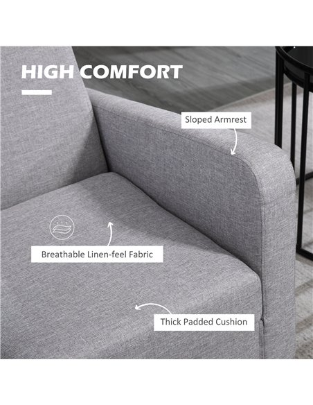HOMCOM 2 Pieces Modern Armchairs with Rubber Wood Legs, Upholstered Accent Chairs, Single Sofa for Living Room, Bedroom, Light G - pic 87558 | FastDaddyshop