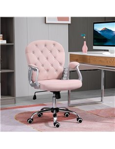 Vinsetto Ergonomic Office Chair Diamond Tufted Velour Padded Base, 5 Castor Wheels, Pink 2