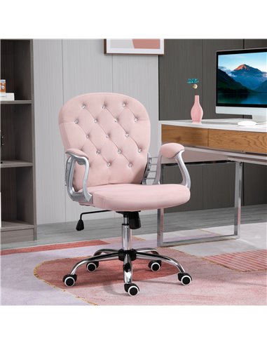 Vinsetto Office Chair Ergonomic 360���� Swivel Diamond Tufted Home Work Velour Padded Base 5 Castor Wheels Pink