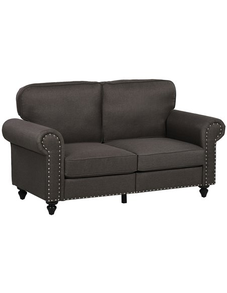 HOMCOM Two Seater Sofa, Fabric Sofa Couch with Nailhead Trim, Loveseat Sofa Settee for Living Room, Dark Brown 839-995V70DR - pic 87563 | FastDaddyshop