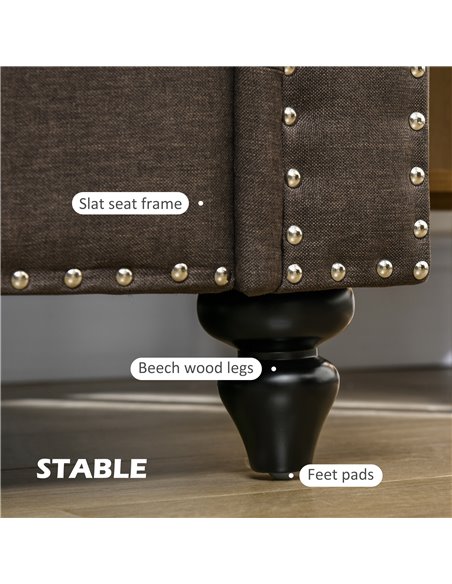 HOMCOM Two Seater Sofa, Fabric Sofa Couch with Nailhead Trim, Loveseat Sofa Settee for Living Room, Dark Brown 839-995V70DR - pic 87568 | FastDaddyshop