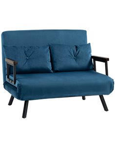 HOMCOM Click Clack Sofa Bed, Convertible 2 Seater Sofa Couch with 2 Cushions, for Living Room, Bedroom, Navy Blue 839-835V70NU