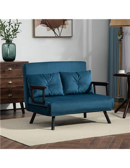 HOMCOM Click Clack Sofa Bed, Convertible 2 Seater Sofa Couch with 2 Cushions, for Living Room, Bedroom, Navy Blue 839-835V70NU - pic 87573 | FastDaddyshop