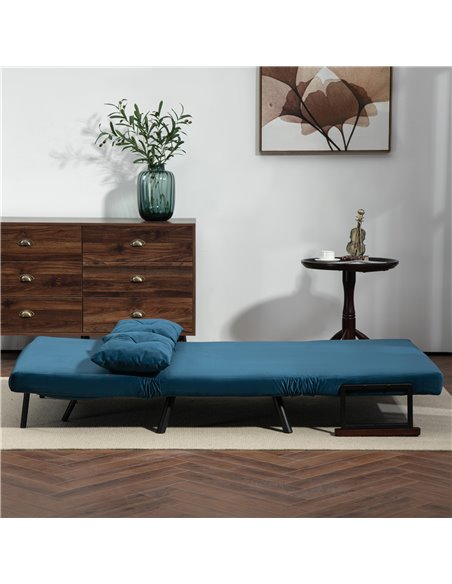 HOMCOM Click Clack Sofa Bed, Convertible 2 Seater Sofa Couch with 2 Cushions, for Living Room, Bedroom, Navy Blue 839-835V70NU - pic 87578 | FastDaddyshop