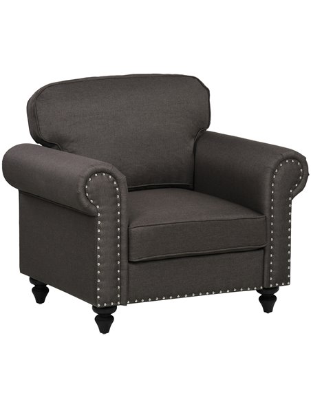 Mid-Century Armchair, HOMCOM Single Sofa with Pocket Springs - Dark Brown 839-993V70DR - pic 87581 | FastDaddyshop