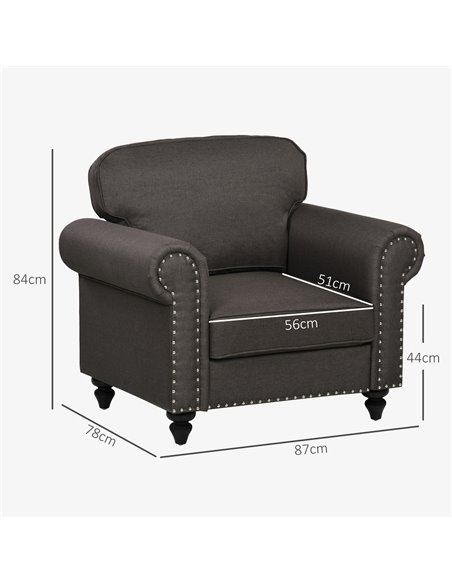 Mid-Century Armchair, HOMCOM Single Sofa with Pocket Springs - Dark Brown 839-993V70DR - pic 87583 | FastDaddyshop