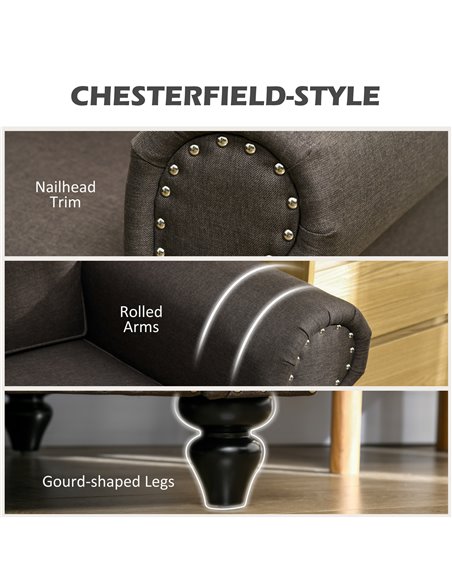 Mid-Century Armchair, HOMCOM Single Sofa with Pocket Springs - Dark Brown 839-993V70DR - pic 87584 | FastDaddyshop