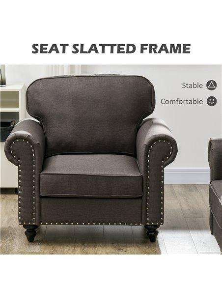 Mid-Century Armchair, HOMCOM Single Sofa with Pocket Springs - Dark Brown 839-993V70DR - pic 87586 | FastDaddyshop