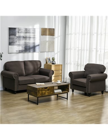 Mid-Century Armchair, HOMCOM Single Sofa with Pocket Springs - Dark Brown 839-993V70DR