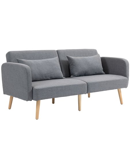 HOMCOM 3/2 Seater Sofa Bed, Convertible Bed Settee, Modern Fabric Loveseat Sofa Couch with 2 Cushions for Living Room, Guest Roo - pic 87590 | FastDaddyshop
