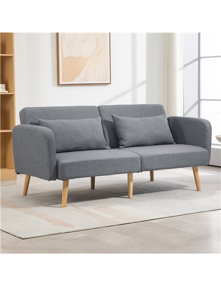 HOMCOM 3/2 Seater Sofa Bed, Convertible Bed Settee, Modern Fabric Loveseat Sofa Couch with 2 Cushions for Living Room, Guest Roo - pic 87591 | FastDaddyshop