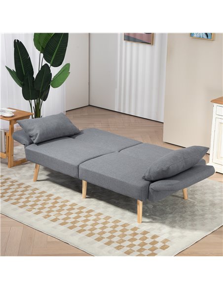 HOMCOM 3/2 Seater Sofa Bed, Convertible Bed Settee, Modern Fabric Loveseat Sofa Couch with 2 Cushions for Living Room, Guest Roo - pic 87597 | FastDaddyshop