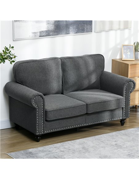 HOMCOM Two-Seater Mid-Century Sofa, with Pocket Springs - Charcoal Grey 839-995V70CG - pic 87600 | FastDaddyshop