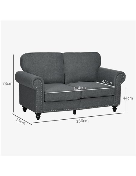 HOMCOM Two-Seater Mid-Century Sofa, with Pocket Springs - Charcoal Grey 839-995V70CG - pic 87601 | FastDaddyshop