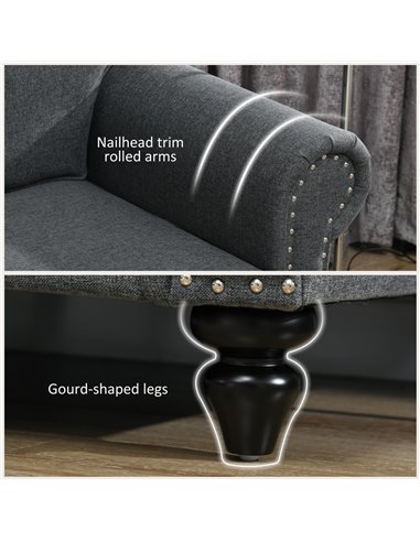 HOMCOM Two-Seater Mid-Century Sofa, with Pocket Springs - Charcoal Grey 839-995V70CG
