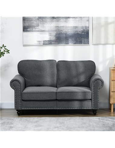 HOMCOM Two-Seater Mid-Century Sofa, with Pocket Springs - Charcoal Grey 839-995V70CG
