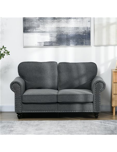 HOMCOM Two-Seater Mid-Century Sofa, with Pocket Springs - Charcoal Grey 839-995V70CG - pic 87605 | FastDaddyshop